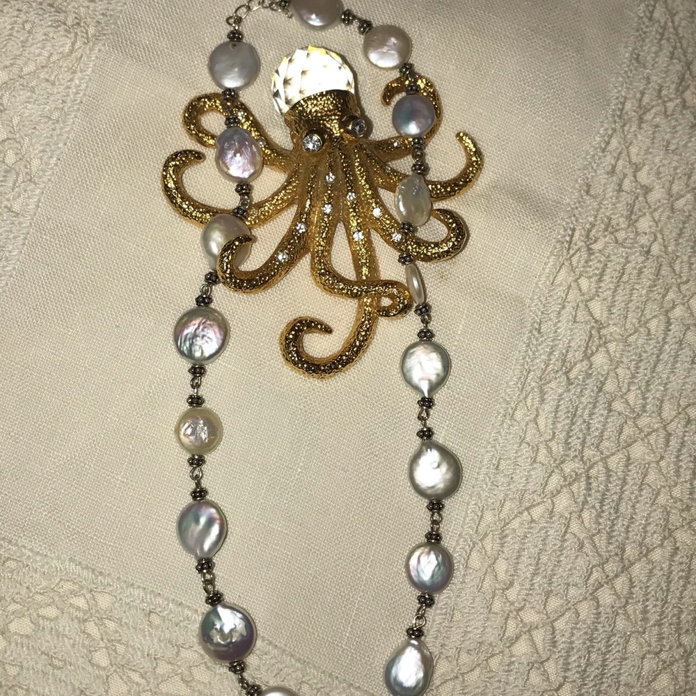 Sterling and coin pearl necklace